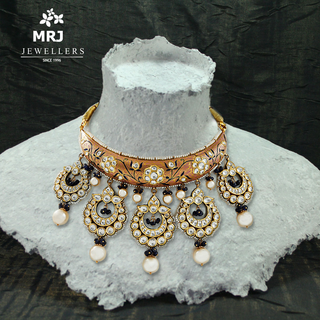 Ms-02-Meenakari-Chokar-Set-embellished-with-Kundan-and-Pearl